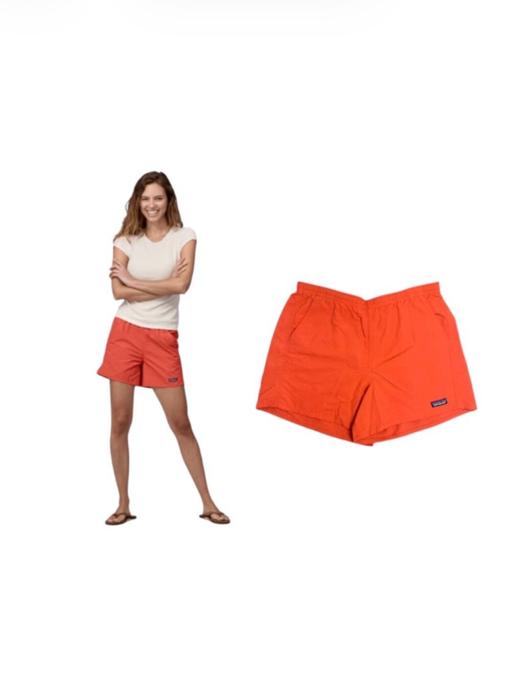 Patagonia Women's Shorts Baggie Orange 4.5" Inseam Hiking Water Size Large